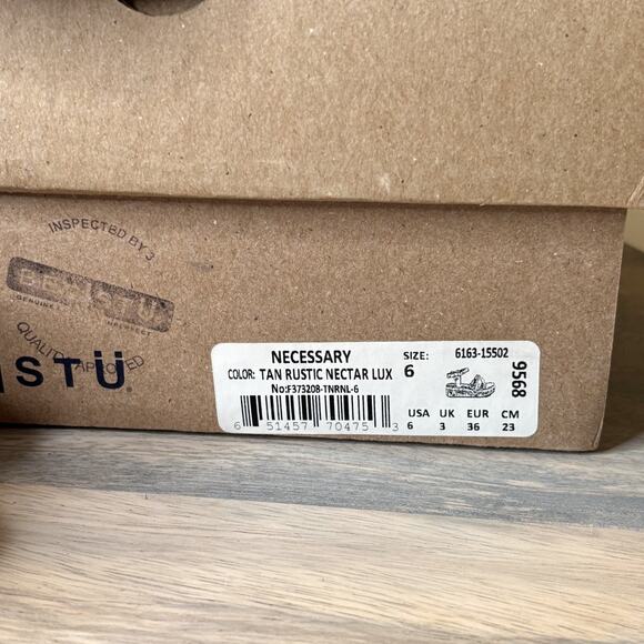 Bed Stu Necessary Wedge Sandals Tan Rustic Nectar Lux Leather Women’s Size 6 - Picture 2 of 12